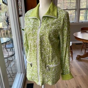 Green and White Women's zippered Jacket
